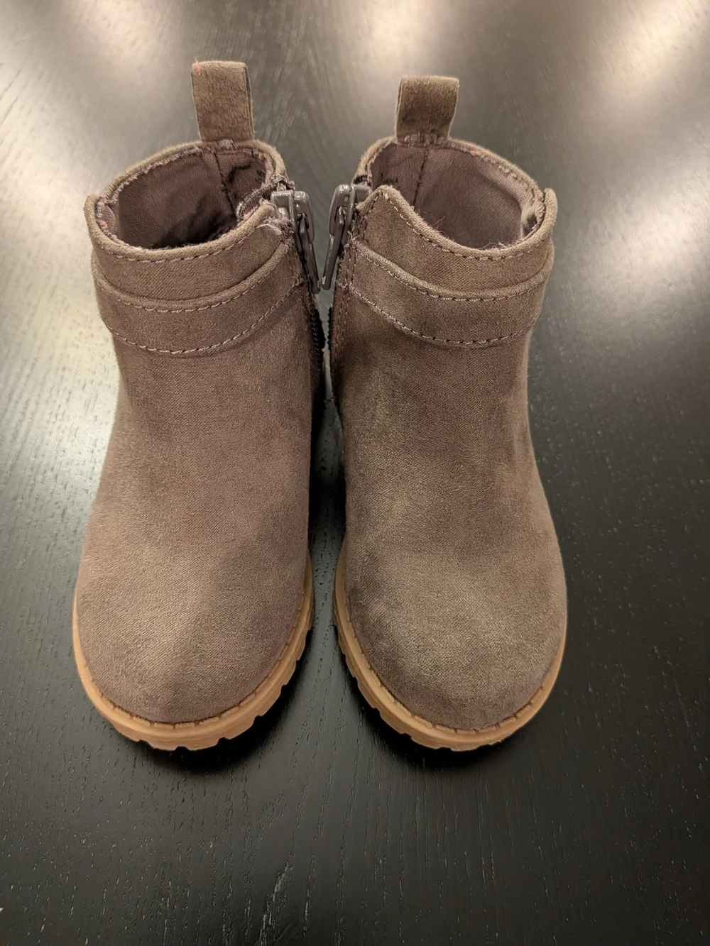 Kids Taupe Suede Ankle Boots with Buckle